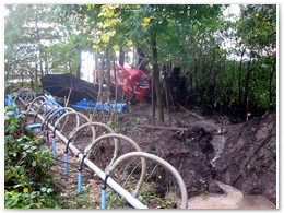 Gerteeinheit zum Einbau der gesteuerten, flssigkeitsgesttzten Drainagebohrungen (GFD-Bohrungen)