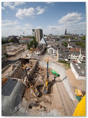 Einsatzstelle whrend der Herstellung der Bohrpfahlwand